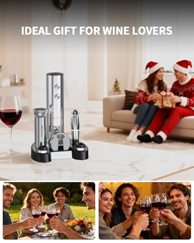 Electric Wine Bottle Opener Set Stainless Steel Rechargeable Wine Opener 8 (8-in-1 Silver / Rechargeable)