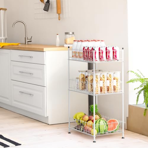 Water Bottle Storage Organizer 3 Tier Freestanding Water Bottle Holder Rack Stand Metal Drink Soda Can Organizer Beverage Shelf for Floor Pantry Kitchen Food Storage