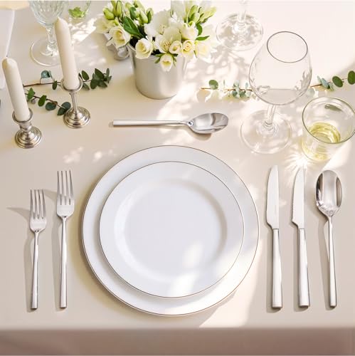 24 Piece Silverware Set with Steak Knives (24-Piece / Silver)