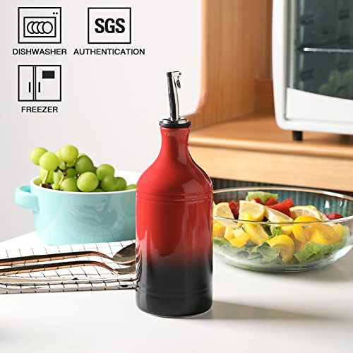 Sweejar Ceramic Olive Oil Dispenser Bottle (15.5 oz, Set of 1 / Gradient Red)