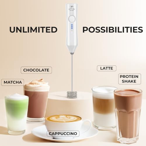 Rechargeable Milk Frother Handheld (ZK Dynamic Tornado White / Rechargeable Z1 Motor Max)