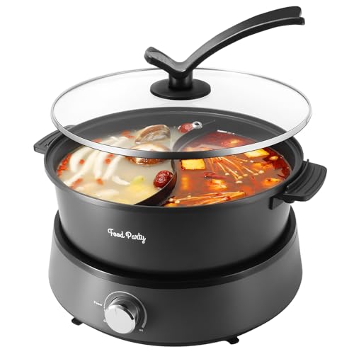 Hot Pot Electric Upgraded Separable Shabu Shabu Pot with Divider Hotpot Pot Electric Cooker Dual Sided 110V 1350W Non