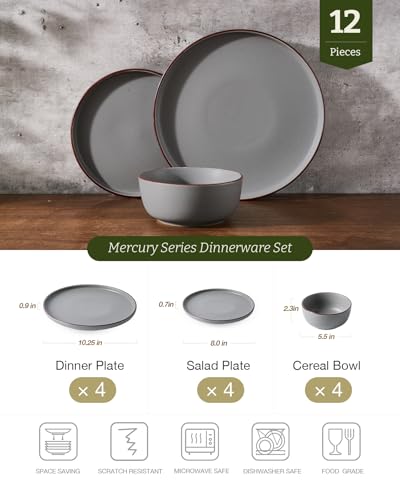Mercury 12 Piece Stoneware Dinnerware Set (Dark Gray / Service for 4 (Standard Dinner Set))