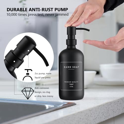 Black Thick Glass Soap Dispenser (Black Bottle/Black Pump + Tray + Funnel)