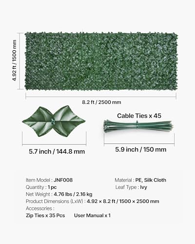 Artificial Ivy Privacy Fence Screen (Ivy with Green Mesh Backing / 59 x 98 inch)