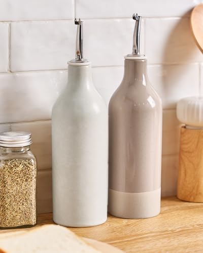 Oil Dispenser Bottle (Matte Beige White and Cinnamon Brown / 2 Pieces (Milkyway))