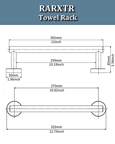 12 Inches Matte Black Towel Bar for Bathroom Kitchen Hand Towel Holder Dish Cloths Hanger SUS304 Stainless Steel RUSTPROOF Wall Mount (Matte Black / 10 inch(Center to Center))