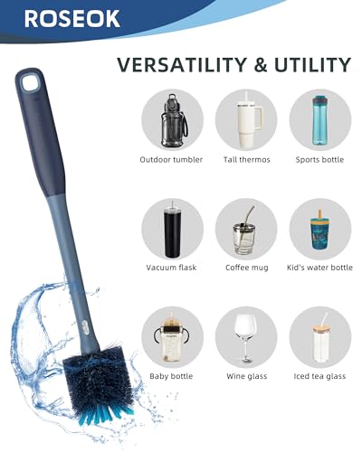 2 in 1 Bottle Brush with Straw Cleaner Brush (Grayish Blue / 2pcs)