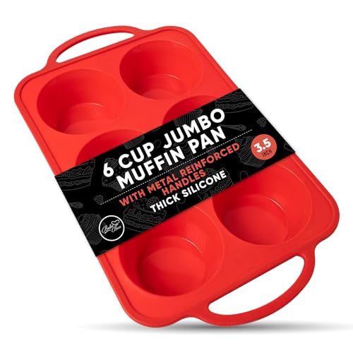 Silicone Jumbo Muffin Pan (Red / Jumbo (6 Cups))