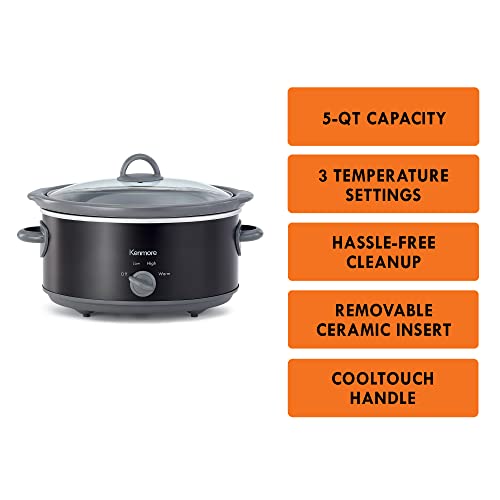 Kenmore 88918 5 Quart Slow Cooker in Black (5 Qt Slow Cooker)