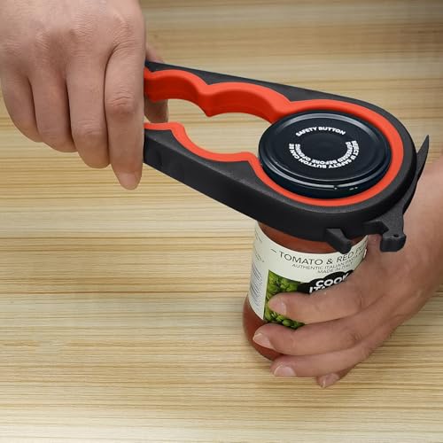 Jar Opener with Gripper Pads for Weak Hands (Black and Red)