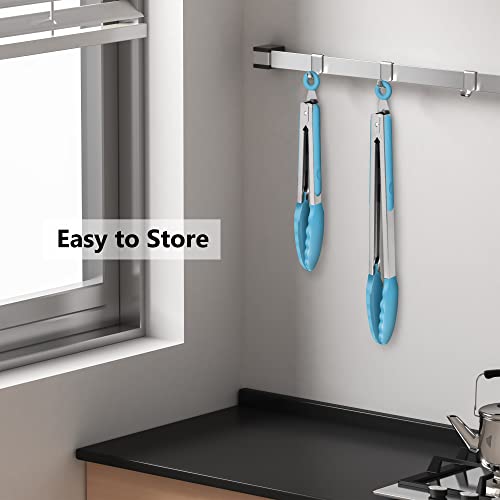 2 Pack Silicone Kitchen Tongs (Blue)