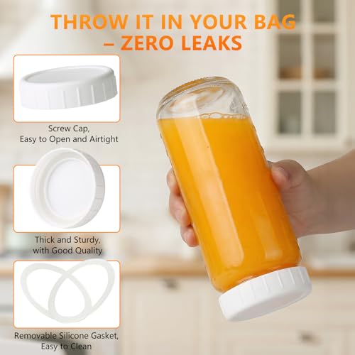Glass Juice Bottles (Transparent / 16 oz, 2.4 in x 6.4 in)