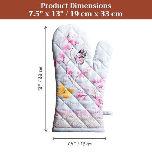 Maison d'Hermine Oven Gloves 100% Cotton Oven Mitt (050 - Blossoms in Spring / 7.5" x 13" (Oven Mitt))