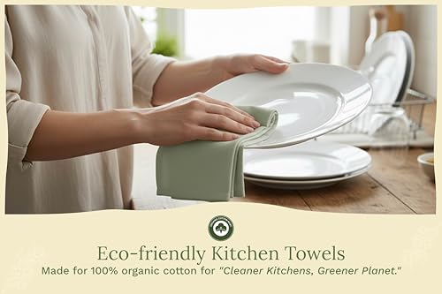 Organic Cotton Sage Flour Sack Kitchen Towels (Sage)