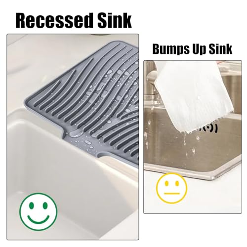 Silicone Dish Drying Mat for Kitchen Counter (Grey-1pc / 20" x 15")