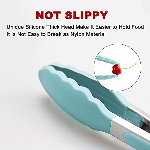 4 Pack Aqua Sky Silicone Kitchen Tongs Set (Aqua Sky)
