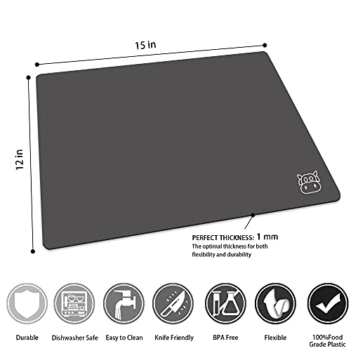 Flexible Plastic Cutting Board Set of 5 Gradient Color (Gray)