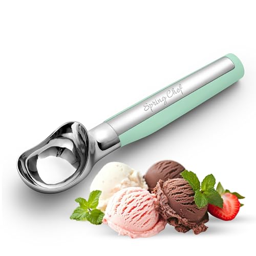 Heavy Duty Metal Ice Cream Scoop with Soft Grip Handle (Mint)
