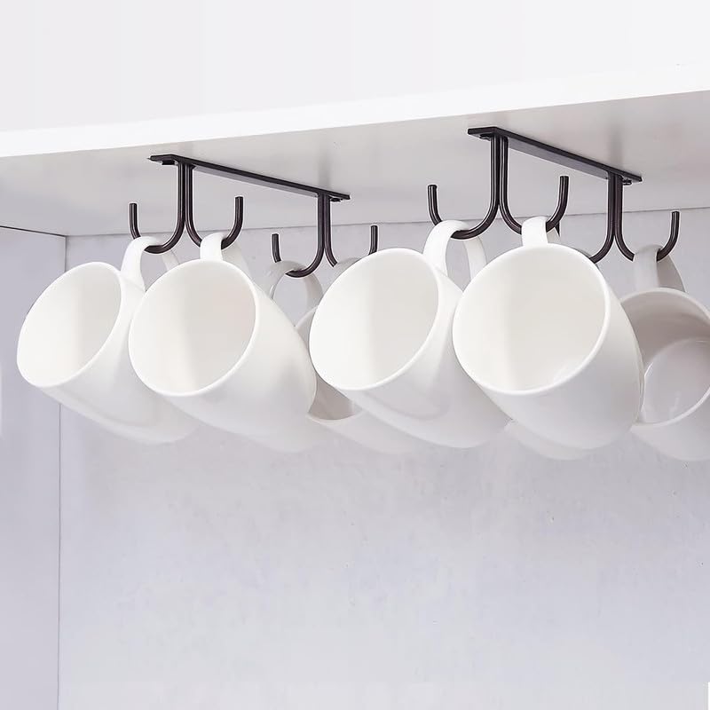 Mug Rack Under Cabinet (Black / 2 Pack)