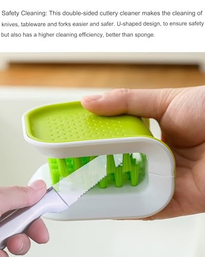 Knife Cleaning Brush Blade Knife Cleaner Silverware Sponge Utensil Washing (Green*1)