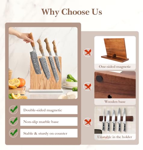 Double sided Magnetic Knife Holder without Knives (Olive Wood Knife Holder)