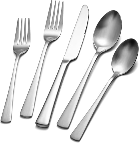 18 10 Flatware set for 12 (Matte Silver / 60-Piece)
