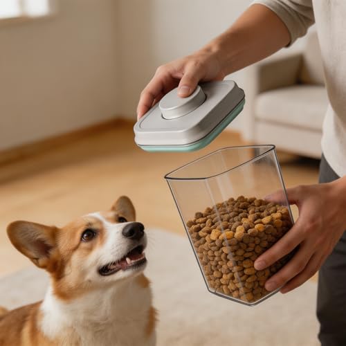 Airtight Small Cat Dog Pet Food Storage Containers BPA Free (Gray green / 2L-1pack)