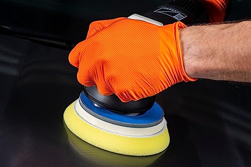 Cleanroom Orange Nitrile Gloves HEAVY DUTY 8 Mil Nitrile Chemical Resistant Medical Cooking Cleaning Disposable Gloves Case (1000 Count)