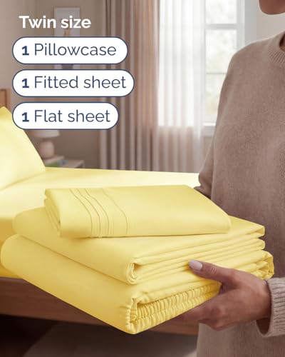 Twin Size 3 Piece Sheet Set (29 - Yellow / Twin)