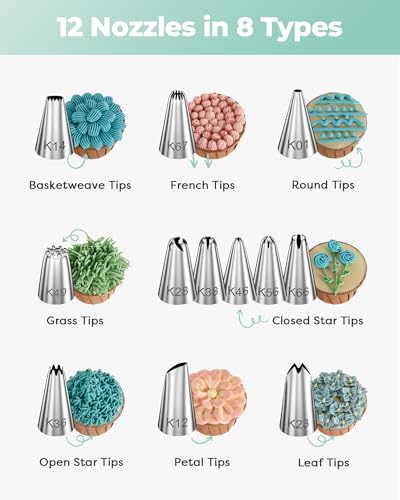71 Cake Decorating Kit Baking Supplies Tools for Beginners & Pros (Green)