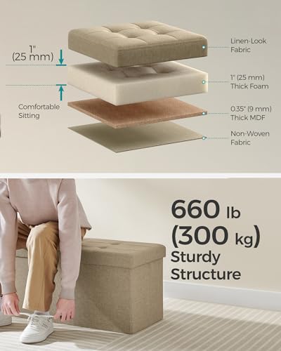43.3 Inches Storage Ottoman (Camel Brown / 15"D x 43"W x 15"H (with Flipping Lid))