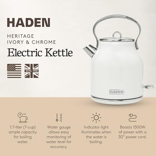 Heritage Stainless Steel Electric Kettle (Ivory & Chrome)