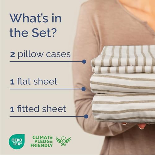 Cal King Size 4 Piece Sheet Set (44 - Beige Stripes 2 / California King)