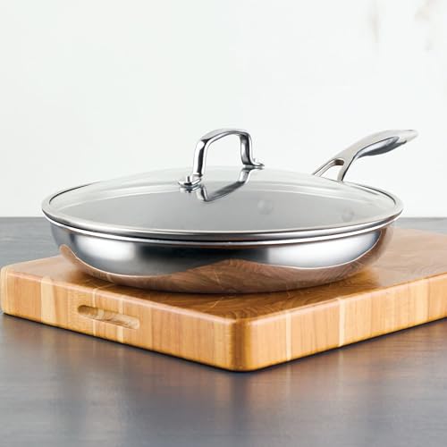 C1 Series Clad Stainless Steel with ScratchDefense Technology Cookware Nonstick Induction Frying Pan (12.5-Inch)