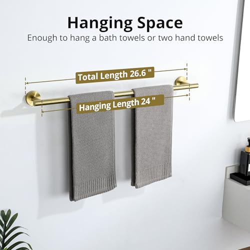 Towel Racks for Bathroom 24 Inch (Brushed Gold)