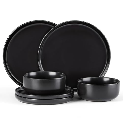 Stoneware Dinnerware Sets for 2 (Matte Black / Service for 2)