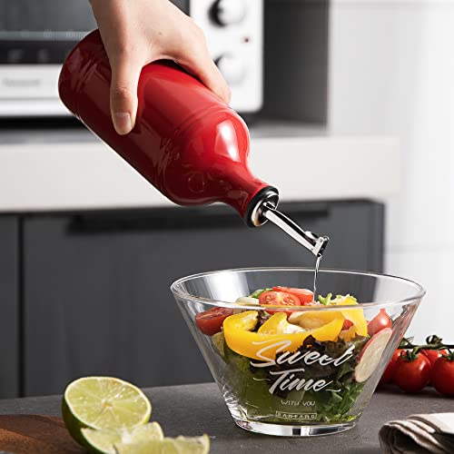 Sweejar Ceramic Olive Oil Dispenser Bottle (15.5 oz, Set of 1 / Red)