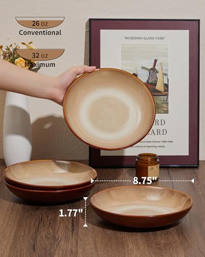 Stoneware Dinnerware Sets for 4 (Brown Yellow / Set (16pcs))