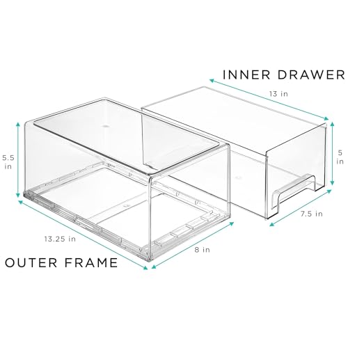Clear Storage Drawers for Refrigerator (4 Pack / Large)
