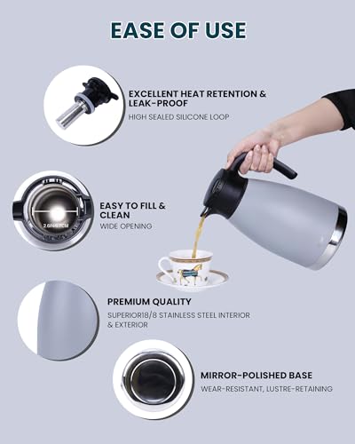 74oz Large Thermal Coffee Carafe with Infuser (Gray / 74.4 Ounces)