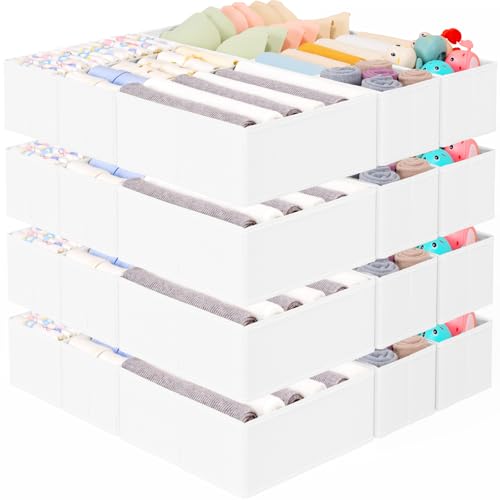 26 Pack Drawer Organizer for Clothes (26 PACK White)