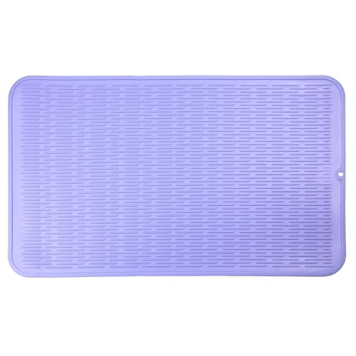 Silicone Dish Drying Mat for Multiple Usage (Light Purple / 28"L x 18"W)