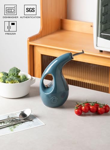 Sweejar Ceramic Olive Oil Dispenser Bottle (Fog Blue / 24 Oz(Hollowed))
