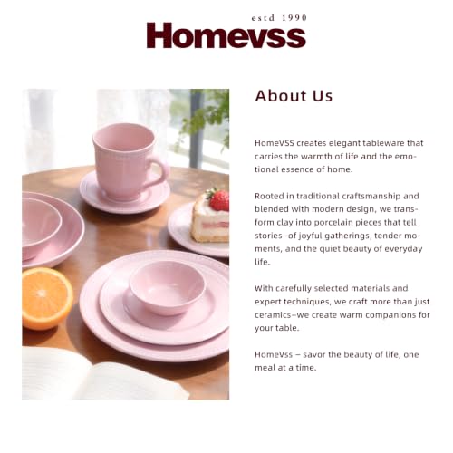 HomeVSS 42 Piece Pearl Dots Stoneware Dinnerware Set (42pc Set / Pink)