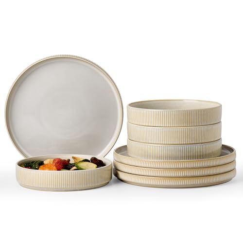 Star 8 Piece Plates and Bowls (Cappuccino White)