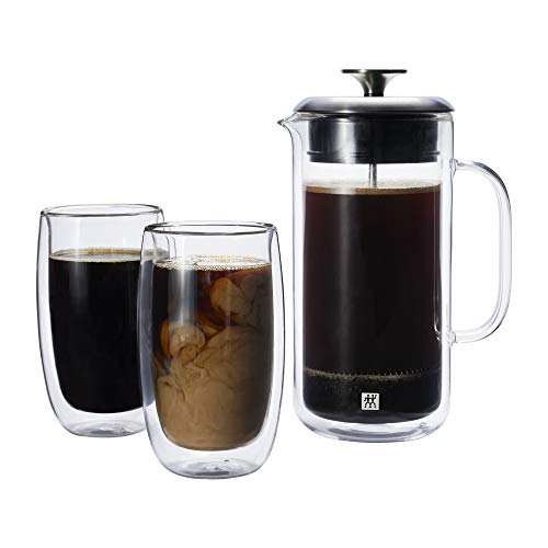 Sorrento Double Wall French Press and Latte Glass (3-pc / French Press and Latte Glass)
