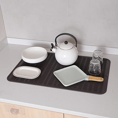 Silicone Dish Drying Mat for Multiple Usage (Coffee / 28"L x 18"W)