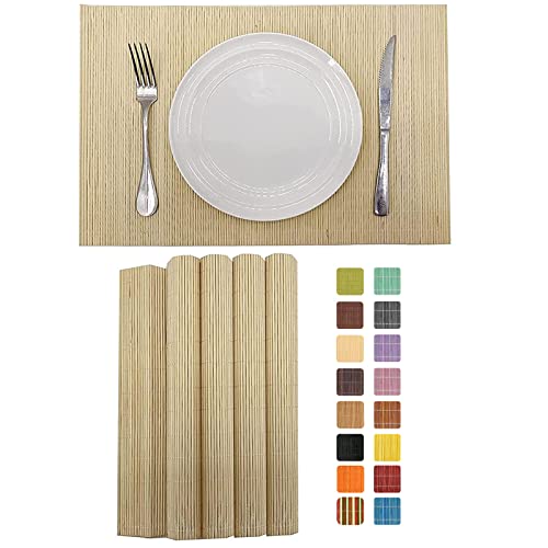 Set of 4 Pcs Bamboo Placemats Sushi Rolling Mat Japanese Style Natural Anti (Natural Color / Set of 4)