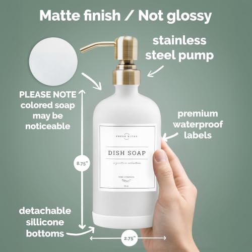 White Glass Soap Dispenser (Matte White Bottle / Brushed Brass Pump)
